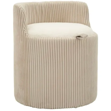 Pouf da Toeletta Contenitore Bianco Imbottito per Camera Soggiorno