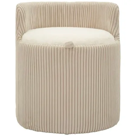 Pouf da Toeletta Contenitore Bianco Imbottito per Camera Soggiorno