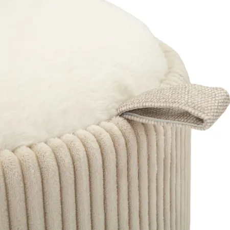 Pouf da Toeletta Contenitore Bianco Imbottito per Camera Soggiorno