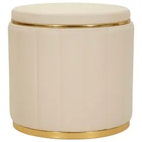 Pouf con Contenitore Similpelle Crema Oro Moderno Soggiorno Camera
