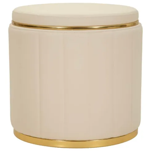 Pouf con Contenitore Similpelle Crema Oro Moderno Soggiorno Camera