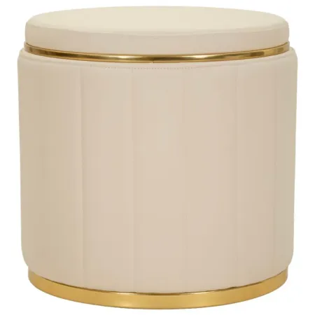 Pouf con Contenitore Similpelle Crema Oro Moderno Soggiorno Camera