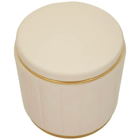 Pouf con Contenitore Similpelle Crema Oro Moderno Soggiorno Camera
