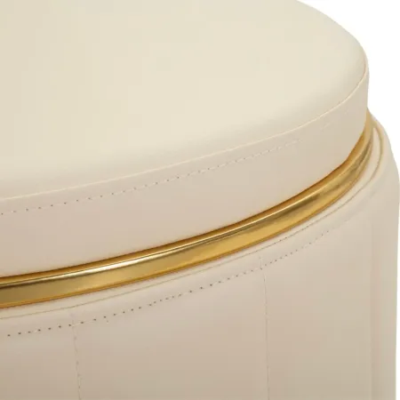 Pouf con Contenitore Similpelle Crema Oro Moderno Soggiorno Camera