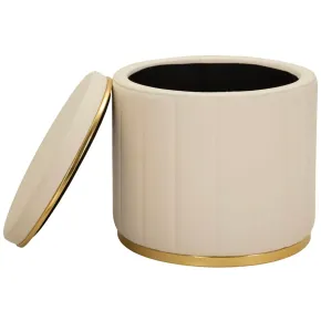 Pouf con Contenitore Similpelle Crema Oro Moderno Soggiorno Camera 2