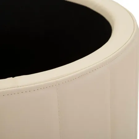 Pouf con Contenitore Similpelle Crema Oro Moderno Soggiorno Camera