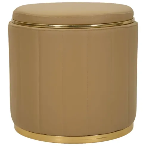 Pouf con Contenitore Similpelle Marrone Oro Moderno Soggiorno Camera