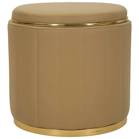 Pouf con Contenitore Similpelle Marrone Oro Moderno Soggiorno Camera