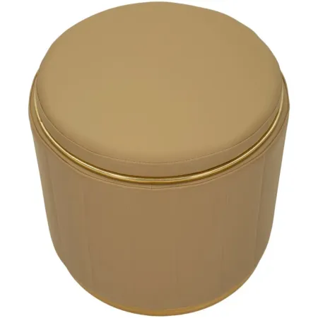 Pouf con Contenitore Similpelle Marrone Oro Moderno Soggiorno Camera