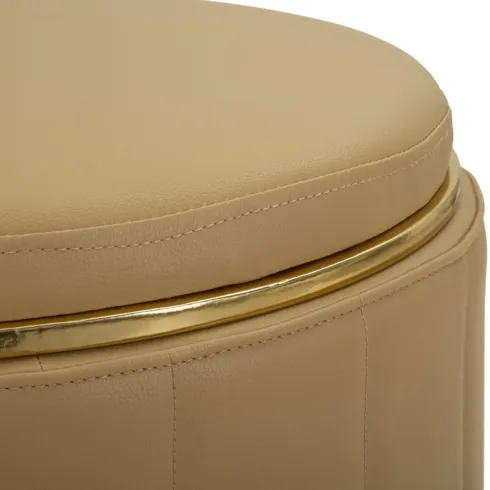 Pouf con Contenitore Similpelle Marrone Oro Moderno Soggiorno Camera