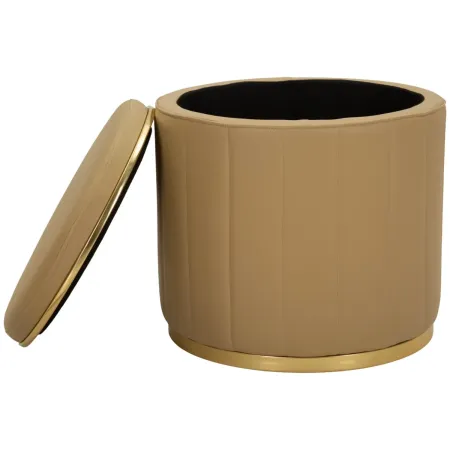Pouf con Contenitore Similpelle Marrone Oro Moderno Soggiorno Camera