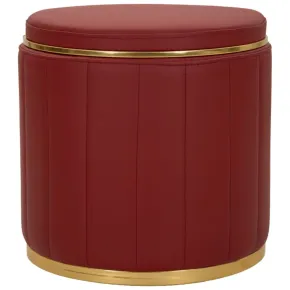 Pouf con Contenitore Similpelle Rosso Oro Moderno Soggiorno Camera