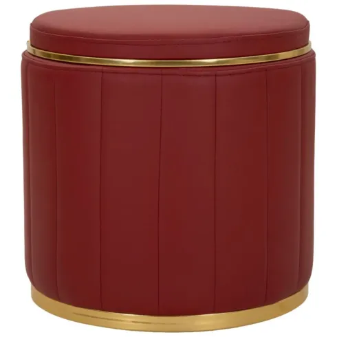 Pouf con Contenitore Similpelle Rosso Oro Moderno Soggiorno Camera