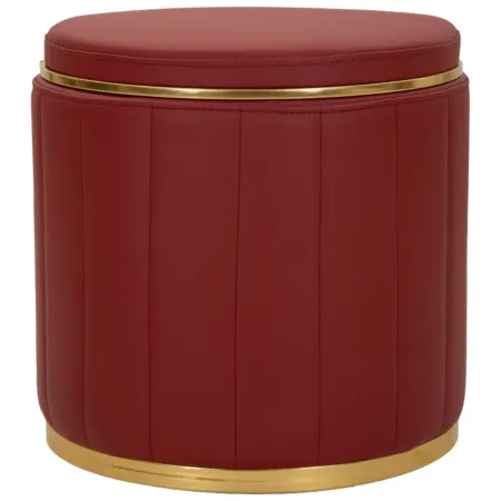 Pouf con Contenitore Similpelle Rosso Oro Moderno Soggiorno Camera