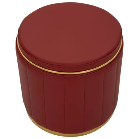 Pouf con Contenitore Similpelle Rosso Oro Moderno Soggiorno Camera