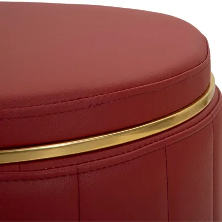 Pouf con Contenitore Similpelle Rosso Oro Moderno Soggiorno Camera