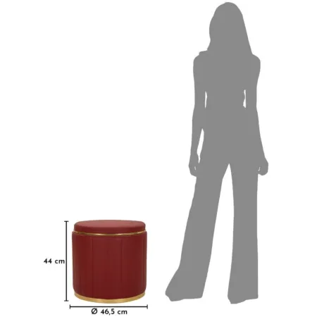 Pouf con Contenitore Similpelle Rosso Oro Moderno Soggiorno Camera