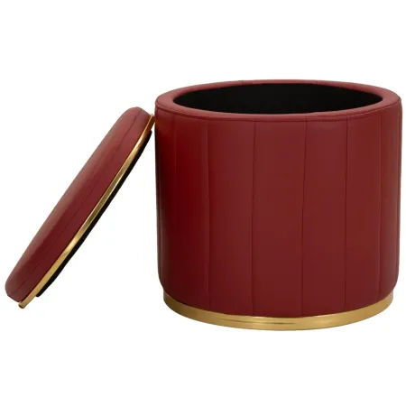 Pouf con Contenitore Similpelle Rosso Oro Moderno Soggiorno Camera