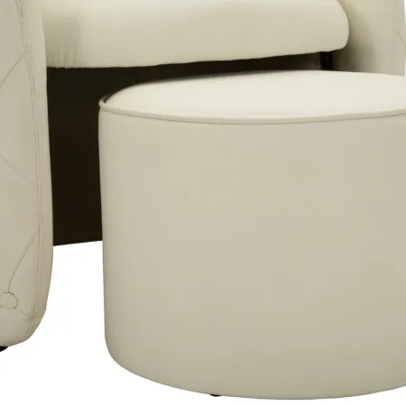 Poltrona con Pouf Poggiapiedi Bianco Similpelle per Soggiorno Camera
