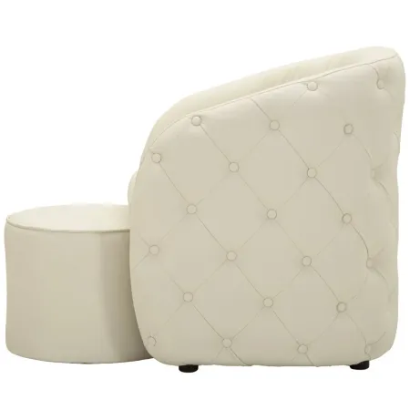 Poltrona con Pouf Poggiapiedi Bianco Similpelle per Soggiorno Camera