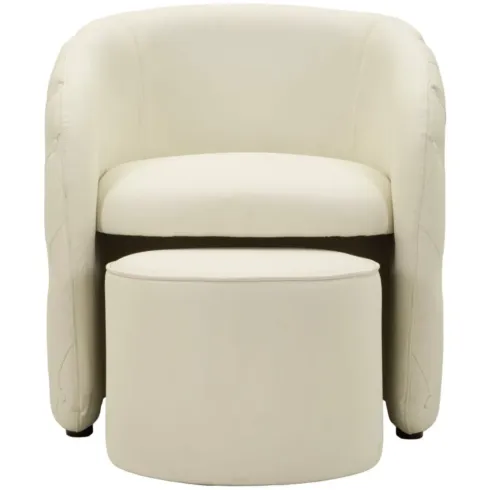 Poltrona con Pouf Poggiapiedi Bianco Similpelle per Soggiorno Camera