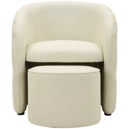 Poltrona con Pouf Poggiapiedi Bianco Similpelle per Soggiorno Camera