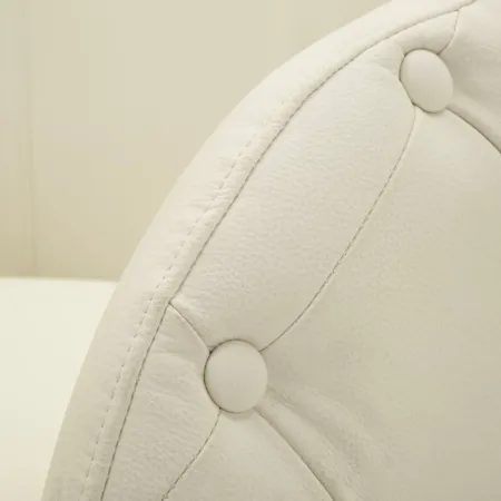 Poltrona con Pouf Poggiapiedi Bianco Similpelle per Soggiorno Camera