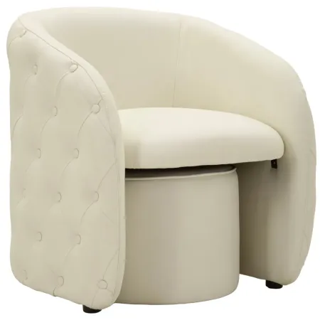 Poltrona con Pouf Poggiapiedi Bianco Similpelle per Soggiorno Camera