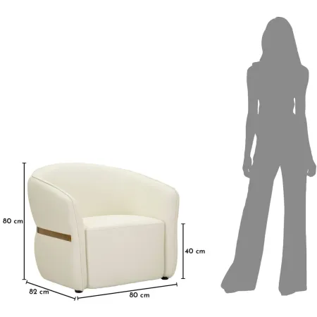 Poltrona con Braccioli Similpelle Bianco Base Metallo Oro Soggiorno