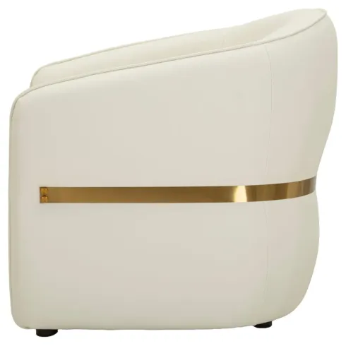 Poltrona con Braccioli Similpelle Bianco Base Metallo Oro Soggiorno