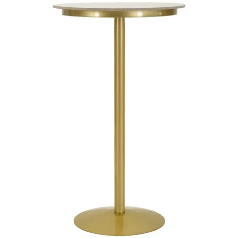 Tavolo da Bar Alto in Metallo Oro 60x60x103cm con Piano Effetto Marmo