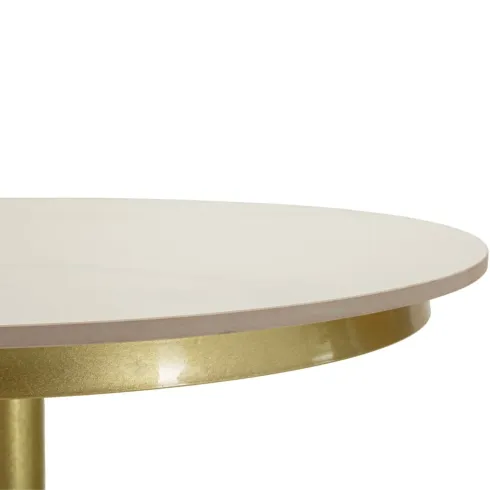 Tavolo da Bar Alto in Metallo Oro 60x60x103cm con Piano Effetto Marmo