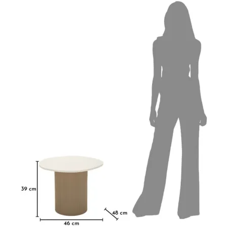 Tavolino da Caffè in Metallo con Piano Marmo Artificiale Bianco Salone
