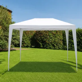 Gazebo da Giardino 3x3m Bianco in Acciaio con Copertura in Polietilene 2
