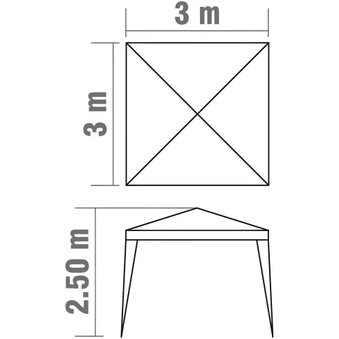 Gazebo da Giardino 3x3m Bianco in Acciaio con Copertura in Polietilene