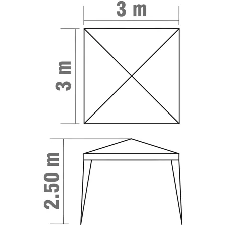 Gazebo da Giardino 3x3m Bianco in Acciaio con Copertura in Polietilene