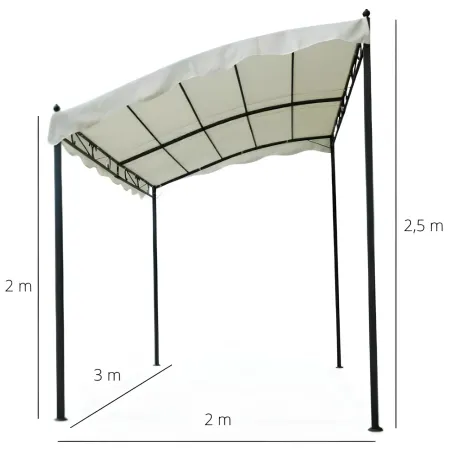 Pergola Gazebo da Giardino 3x2m Acciaio Poliestere Copertura Ingresso