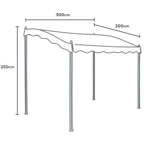 Pergola Gazebo da Giardino 3x2m Acciaio Poliestere Copertura Ingresso
