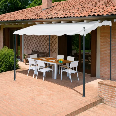Pergola Gazebo da Giardino 3x2m Acciaio Poliestere Copertura Ingresso