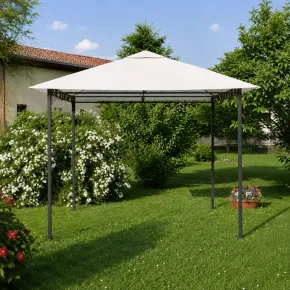 Gazebo per Giardino 3x3m Bianco in Acciaio Verniciato Telo Poliestere 2