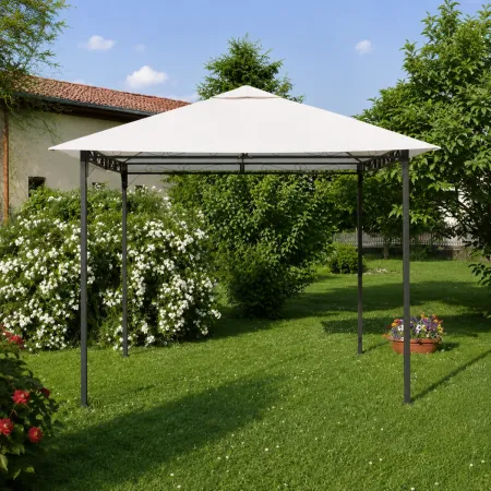 Gazebo per Giardino 3x3m Bianco in Acciaio Verniciato Telo Poliestere