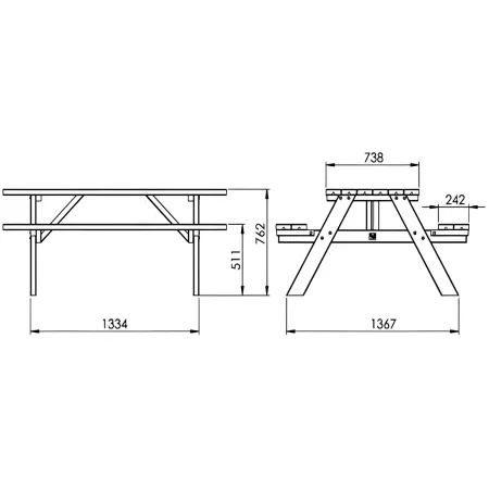 Tavolo Picnic in Legno da Esterno con Panche Richiudibili 177x153x76cm