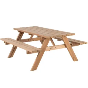 Tavolo Picnic in Legno Termotrattato Panche Richiudibili 177x153x76cm
