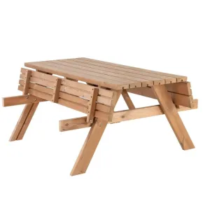 Tavolo Picnic in Legno Termotrattato Panche Richiudibili 177x153x76cm 2