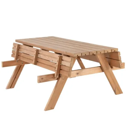 Tavolo Picnic in Legno Termotrattato Panche Richiudibili 177x153x76cm