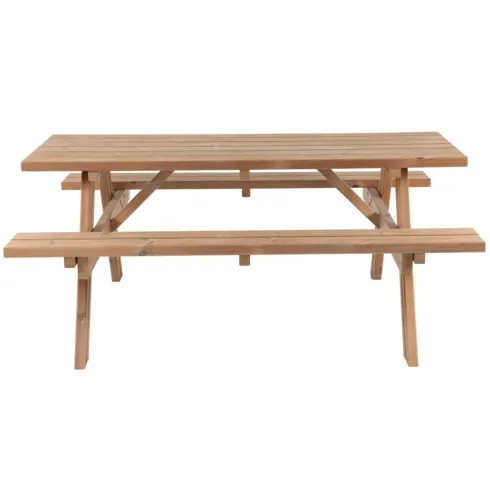 Tavolo Picnic in Legno Termotrattato Panche Richiudibili 177x153x76cm