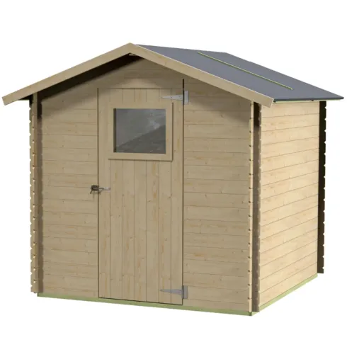 Casetta in Legno da Giardino Block House 2x2 m con Porta Finestrata