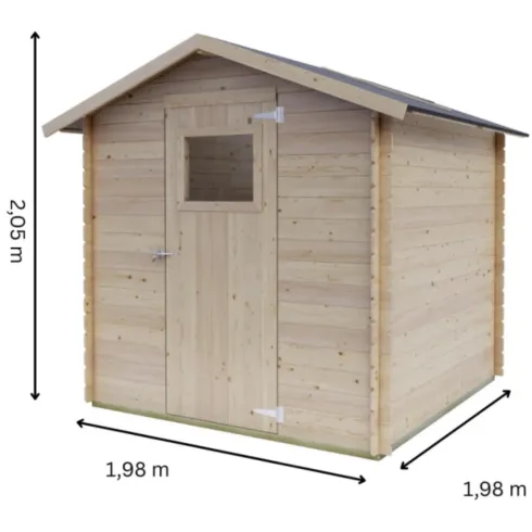 Casetta in Legno da Giardino Block House 2x2 m con Porta Finestrata