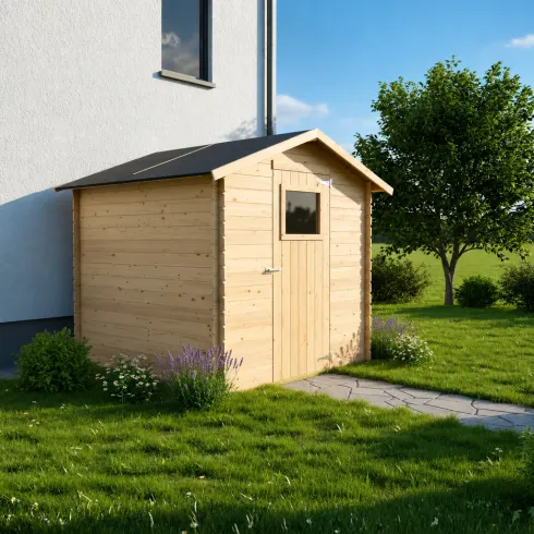 Casetta in Legno da Giardino Block House 2x2 m con Porta Finestrata