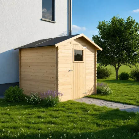 Casetta in Legno da Giardino Block House 2x2 m con Porta Finestrata